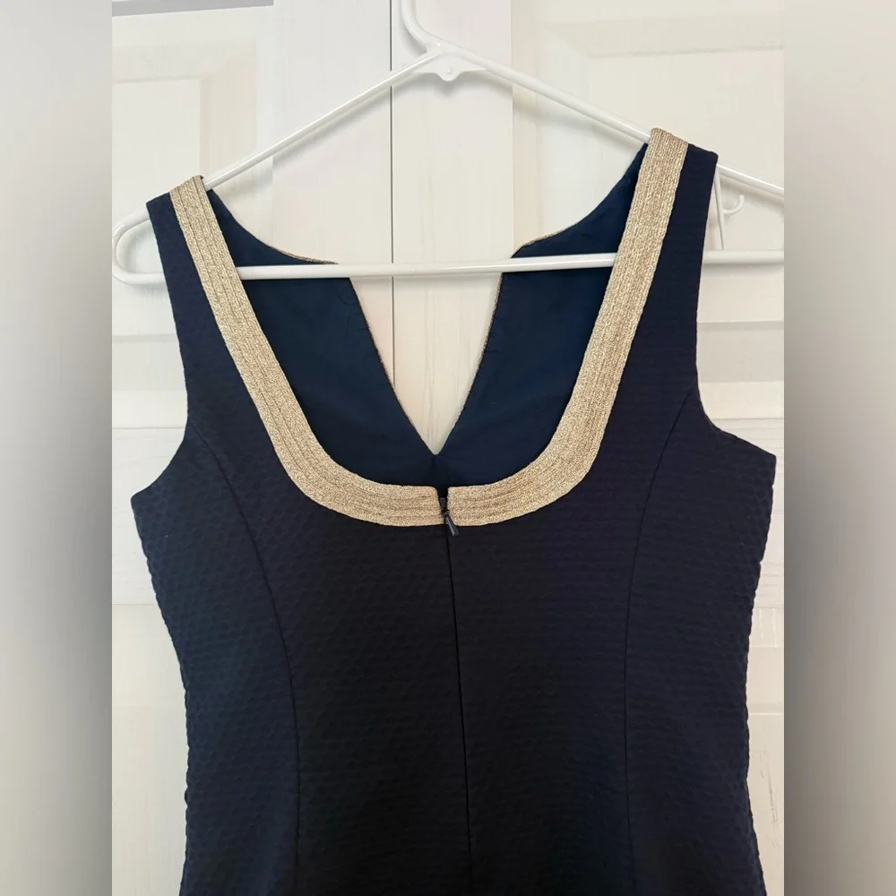 Lilly Pulitzer Janice Shift Dress Navy Blue Gold Women’s Size 0 Vacation - Picture 6 of 8